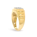 Men's 14K Yellow Gold Plated Sterling Silver 1/3 Cttw Diamond Grooved Band Ring-4