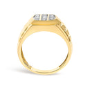 Men's 14K Yellow Gold Plated Sterling Silver 1/3 Cttw Diamond Grooved Band Ring-5