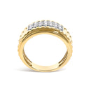 Men's 14K Yellow Gold Plated Sterling Silver 3/8 Cttw Diamond Ribbed Band Ring-5