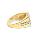 Men's 14K Yellow Gold Plated Sterling Silver 1.0 Cttw Diamond Geometric Band Ring-2