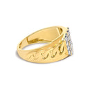 Men's 14K Yellow Gold Plated Sterling Silver Diamond 1/2 Cttw Cuban-Link Band Ring-2
