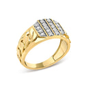 Men's 14K Yellow Gold Plated Sterling Silver Diamond 1/2 Cttw Cuban-Link Band Ring-3