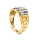 Men's 14K Yellow Gold Plated Sterling Silver Diamond 1/2 Cttw Cuban-Link Band Ring-4