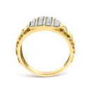 Men's 14K Yellow Gold Plated Sterling Silver Diamond 1/2 Cttw Cuban-Link Band Ring-5