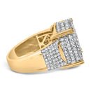 Men's 10K Yellow Gold 2-1/10 Cttw Diamond Concentric Circles Cocktail Ring-2