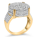 Men's 10K Yellow Gold 2-1/10 Cttw Diamond Concentric Circles Cocktail Ring-3
