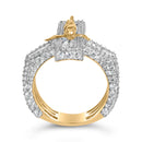 Men's 10K Yellow Gold 5-2/5 Cttw Diamond Jesus Crucifix Cross Cocktail Ring-5