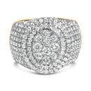 Men's 10K Yellow Gold 2-1/2 Cttw Round Diamond Cluster Cocktail Ring-1