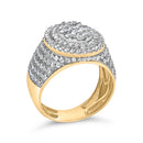 Men's 10K Yellow Gold 2-1/2 Cttw Round Diamond Cluster Cocktail Ring-3