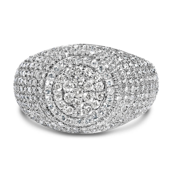 Men's 10K Yellow Gold 1 1/2 Cttw Diamond Cluster Dome Band Ring