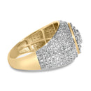 Men's 10K Yellow Gold 1 1/2 Cttw Diamond Cluster Dome Band Ring-2