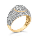 Men's 10K Yellow Gold 1 1/2 Cttw Diamond Cluster Dome Band Ring-3