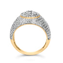 Men's 10K Yellow Gold 1 1/2 Cttw Diamond Cluster Dome Band Ring-5