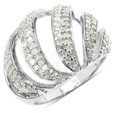 0.98 Carat Genuine White Diamond .925 Sterling Silver Ring