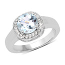 2.37 Carat Genuine Blue Topaz and White Topaz .925 Sterling Silver Ring-1
