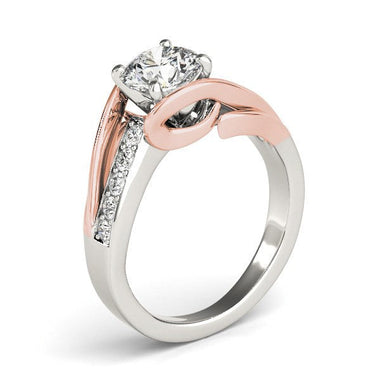 14k White And Rose Gold Bypass Shank Diamond Engagement Ring (1 1/8 cttw) - 0
