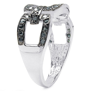 0.36 Carat Genuine Blue Diamond .925 Sterling Silver Ring - 0