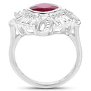 2.66 Carat Glass Filled Ruby and White Topaz .925 Sterling Silver Ring-2