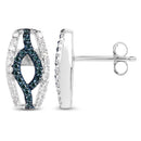 0.42 Carat Genuine Blue Diamond & White Diamond .925 Sterling Silver Earrings-3