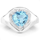 2.23 Carat Genuine Swiss Blue Topaz and White Topaz .925 Sterling Silver Ring-3