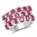 3.69 Carat Genuine Ruby and White Topaz .925 Sterling Silver Ring-1