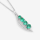 0.34 Carat Genuine Zambian Emerald and White Diamond 14K White Gold Pendant-4