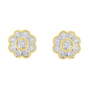 14K Yellow Gold Plated .925 Sterling Silver 1/6 Cttw Miracle-Plate Set Diamond Floral Stud Earrings (I-J Color, I2-I3 Clarity)-3