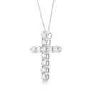 .925 Sterling Silver 1.0 Cttw Prong Set Round-Cut Diamond Cross 18" Pendant Necklace (I-J Color, I2-I3 Clarity)-3