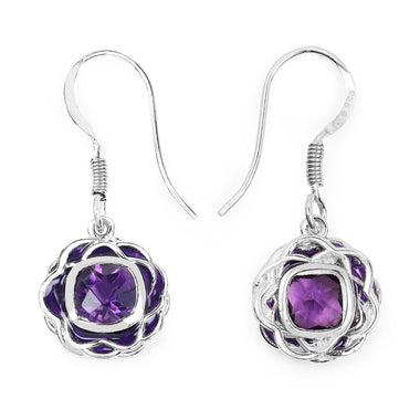 1.50 Carat Genuine Amethyst .925 Sterling Silver Earrings - 0