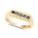 14K Yellow Gold Plated 0.35 Carat Genuine Blue Diamond .925 Sterling Silver Ring-2