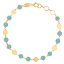 14k Yellow Gold Turquoise Geometric Mirror Gem Chain Bracelet (5.00 mm)-2