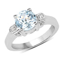 2.28 Carat Genuine Blue Topaz and White Topaz .925 Sterling Silver Ring-1