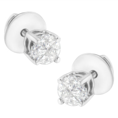 14K White Gold 1/2 Cttw Pie-Cut Diamond Solitaire Stud Earrings (H-I Color, SI1-SI2 Clarity) - 0