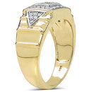 14K Yellow Gold Plated 0.21 Carat Genuine White Diamond .925 Sterling Silver Ring-2