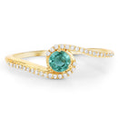 0.33 Carat Genuine Zambian Emerald and White Diamond 14K Yellow Gold Ring-3