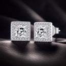 925 Sterling Silver Earrings with Pavé Setting CZ and Platinum Plating.-1
