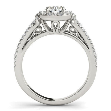 14k White Gold Diamond Engagement Ring with Teardrop Split Shank (7/8 cttw) - 0