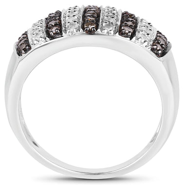 0.83 Carat Genuine Champagne Diamond and White Diamond .925 Sterling Silver Ring - 0