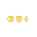 14K Yellow Gold Ball Earrings with Linear Texture-1