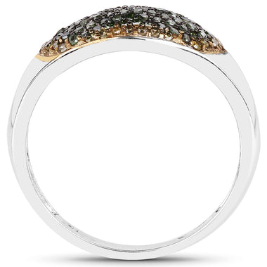 0.45 Carat Genuine Green Diamond and Yellow Diamond .925 Sterling Silver Ring - 0