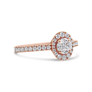 18K Rose Gold 1/2 Cttw Composite Marquise Composite Diamond Oval Shaped Halo Engagement Ring (F-G Color, VS1-VS2 Clarity) - Ring Size 7 - 0
