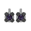2.67 Carat Genuine Amethyst White Sapphire & Black Diamond .925 Sterling Silver Earrings-1