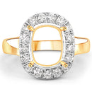 0.51 Carat Genuine White Diamond 14K Yellow Gold Semi Mount Ring - holds 10x8mm Cushion Gemstone-4