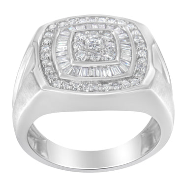 14K White Gold Men's 1 CTTW Diamond Band Ring - 0