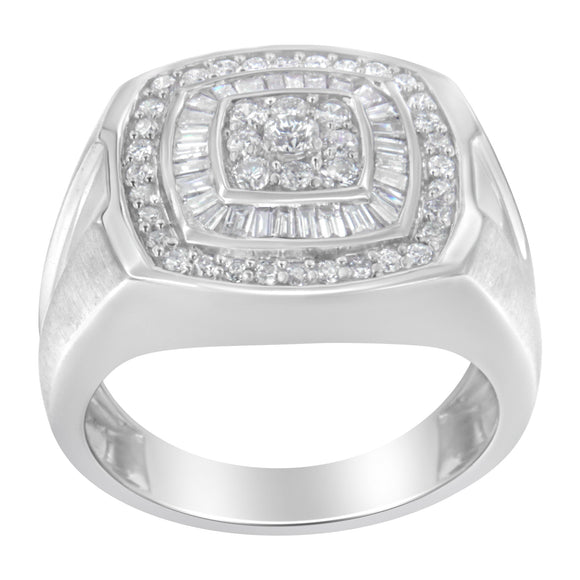 14K White Gold Men's 1 CTTW Diamond Band Ring