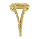 10K Yellow Gold Plated .925 Sterling Silver 1/2 Cttw Diamond Square Cushion Cluster Split Shank Cocktail Ring (J-K Color, I2-I3 Clarity) - Size 7-5