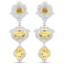 6.63 Carat Genuine Citrine and White Topaz .925 Sterling Silver Earrings-1