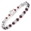 11.10 Carat Genuine Garnet and White Diamond .925 Sterling Silver Bracelet-1