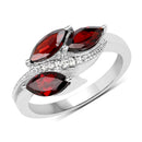 1.98 Carat Genuine  Garnet and White Topaz .925 Sterling Silver Ring-1