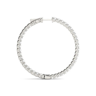 14k White Gold Diamond Hoop Earrings with Shared Prong Setting (2 cttw) - 0